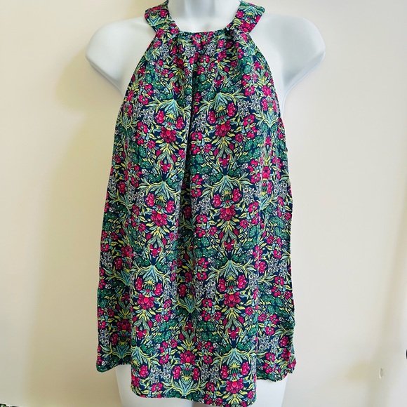 Antibes Blanc Tops - Antibes Blanc Floral Halter Neck Top - Multicolor